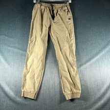Hurley Boy's Jogger Pants Size 10/12 Beige Elastic Waist Drawstring Nylon Blend