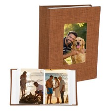 6.5x4.9" Linen Small Photo Album Holds 4x6" 100 Photos Brown
