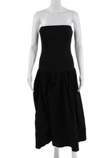 ALC Womens Fit & Flare Dress Black Sleeveless Zip Linen Blend Size 4