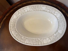 VTG Metlox Vernon Antiqua Oval Serving Bowl Embossed Fruit Made in California