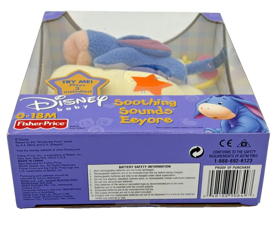 Disney Baby 2002 Fisher-Price “Soothing Sounds” Eeyore Peluche Móvil - 3 Melodías Foto 4 de 4