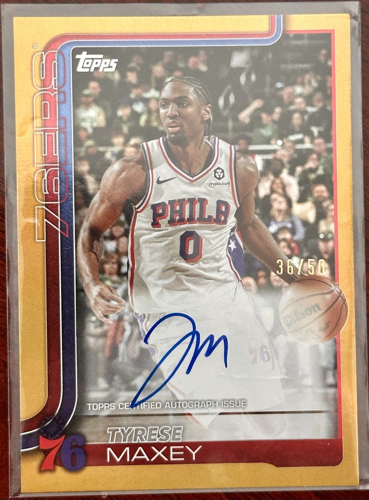 Tyrese Maxey 2025-26 Topps Flagship Real One Auto Gold Rainbow /50