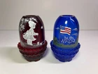 Fenton Art Glass - (2) Candle Holders - Nancy Fenton, K. Pickenpaugh, M. Nutter