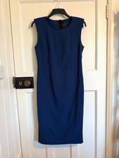 Six Ames Smilla Navy Sheath Dress Size 14 Bust 38in Work Office Formal Wear