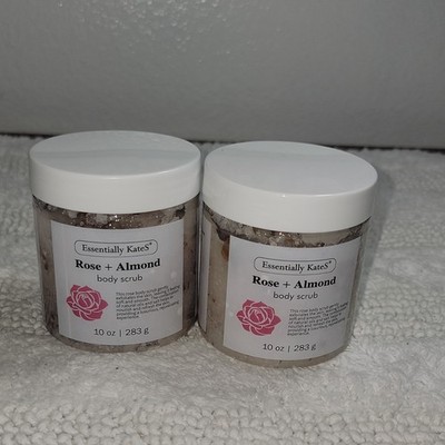 Essentially KateS Rose Almond Exfoliating Body Scrub Full Body 10 oz Rose Scent
