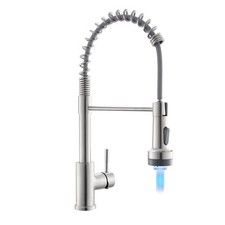 GIMILI Kitchen Faucet with Pull Down Sprayer Single Hole Stainless Steel LED ...