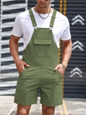 Men's Slim Fit Bib Pants Overalls Suspender Shorts Cargo Jumpsuits