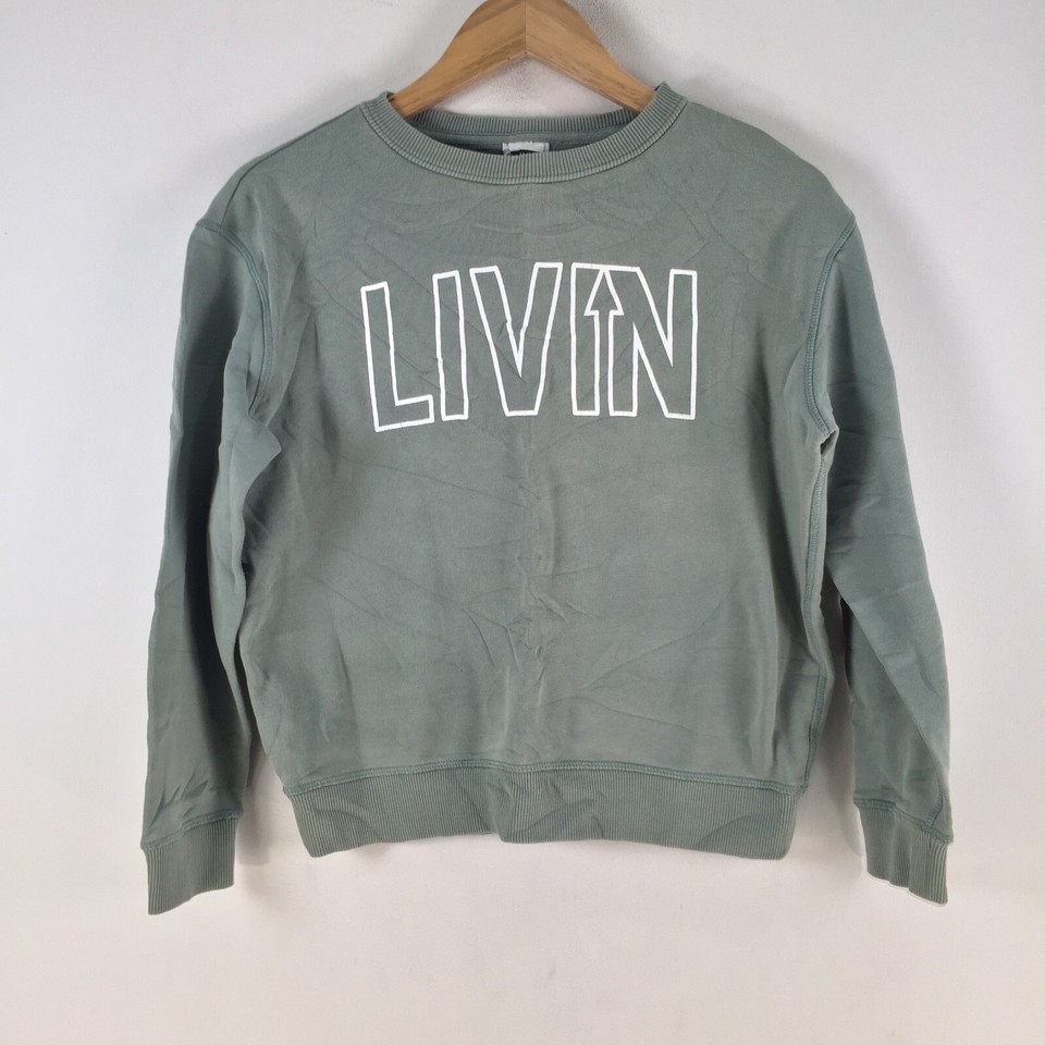 Livin womens sweatshirt jumper size XS sage green long sleeve crew neck 109165