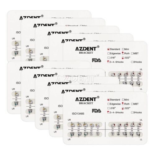 AZDENT Dental Orthodontic Brackets Braces Metal Standard Roth Slot.022 Hooks 345 - Picture 4 of 20