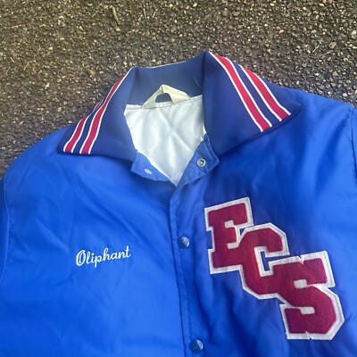 VTG Neff Blue Wool ECS High School Band Varsity Jacket, Men's Size L