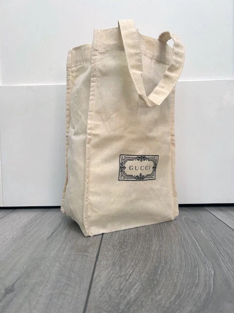 Petit sac fourre tout GUCCI LOGO COTON CRÈME NEUF AUTHENTIQUE NOËL