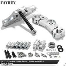 6° Degree Raked Triple Tree Kit Trees 21"23" Wheel For Harley Touring 97-13 FLTR