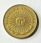 1975 Argentina 1 peso Coin Radiant Sun Face Grain Sprig South America