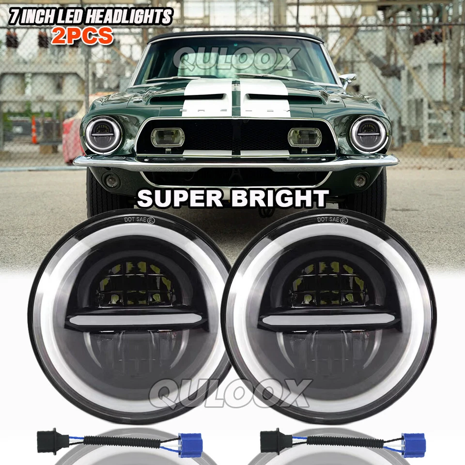 For Dodge D100 D150 D200 D300 7Inch Round LED Headlight Hi-Lo Beam cool white - Image 2 of 4