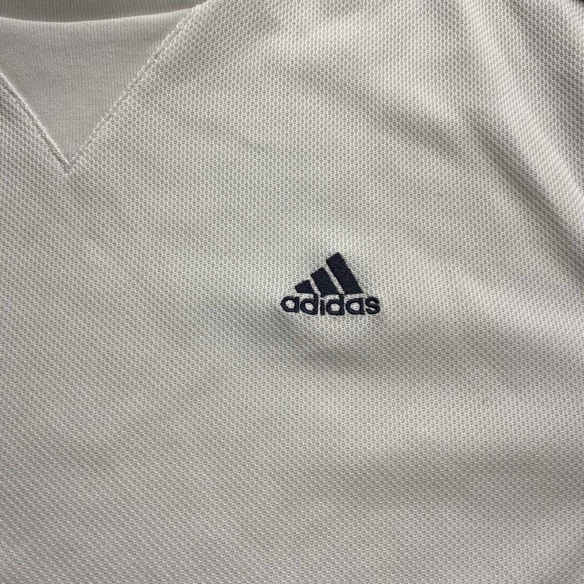 トップス 00s adidas white jersey y2k Adidas Y2K 00s White W/ Blue Trim V Neck Sweater XL Long