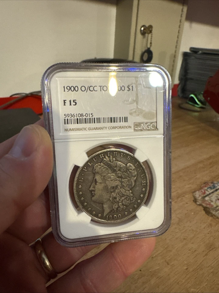 Morgan Silver Dollar NGC F15 Overmint O/CC Mark Coin 1900 Carson City Collector - Image 3 of 4