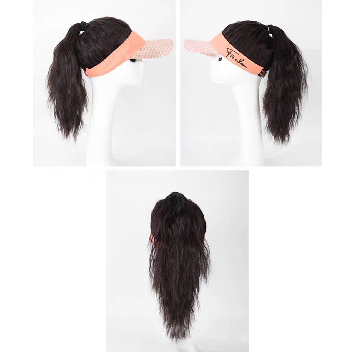 Backless Baseball Caps with Ponytail Hair Wigs for Girls Hat Wigs Sun Visor  Hats | eBay