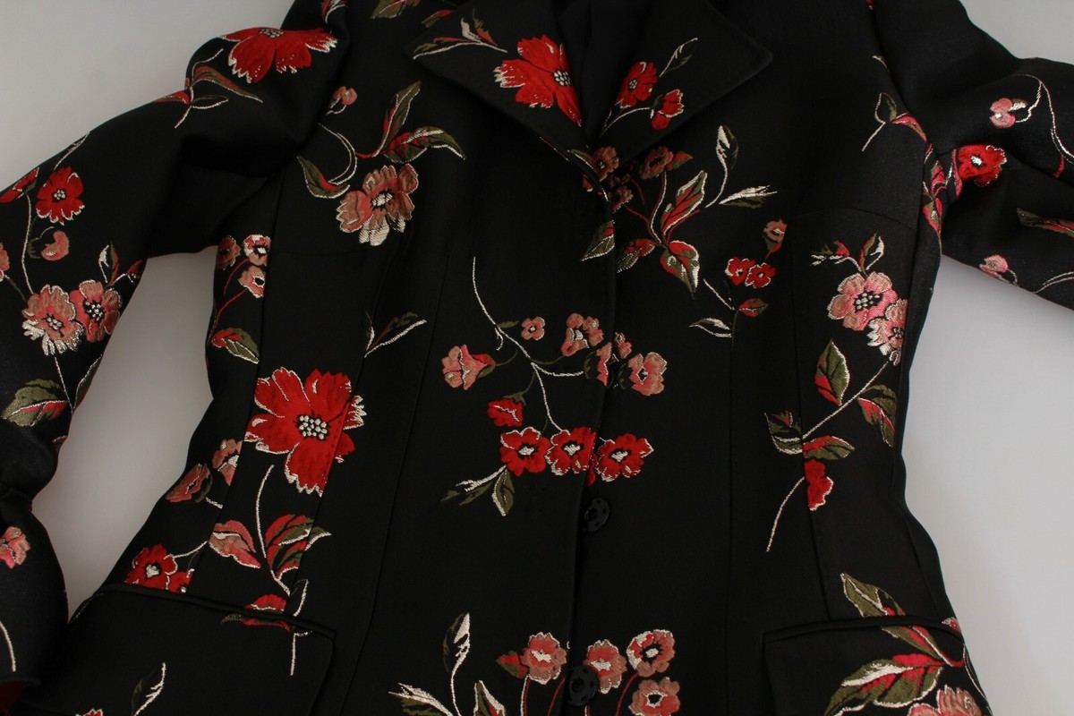 Dolce & Gabbana 黒 花柄刺繍 ロングコート 40 Dolce & Gabbana 黒 花柄刺繍 ロングコート 40