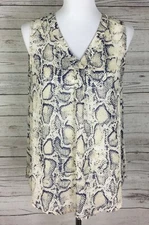 Doe & Rae Women’s Snake Print V-Neck Sheer Sleeveless Top Size M