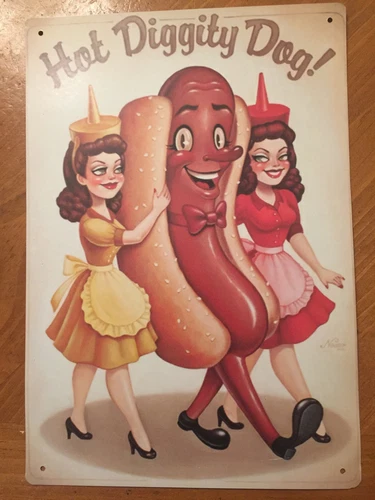 Tin Sign Vintage Hot Diggity Dog