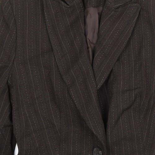 NEXT Womens Brown Pinstripe Polyester Jacket Suit Jacket Size 8 - Picture 8 of 10