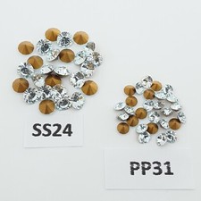 Swarovski Light Azore Round Diamante's Pointed Foil Backs 2 Sizes DIY Jewellery