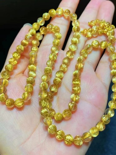 Natural Gold Rutilated Quartz Crystal Round Beads necklace AAAAA - Picture 5 of 6