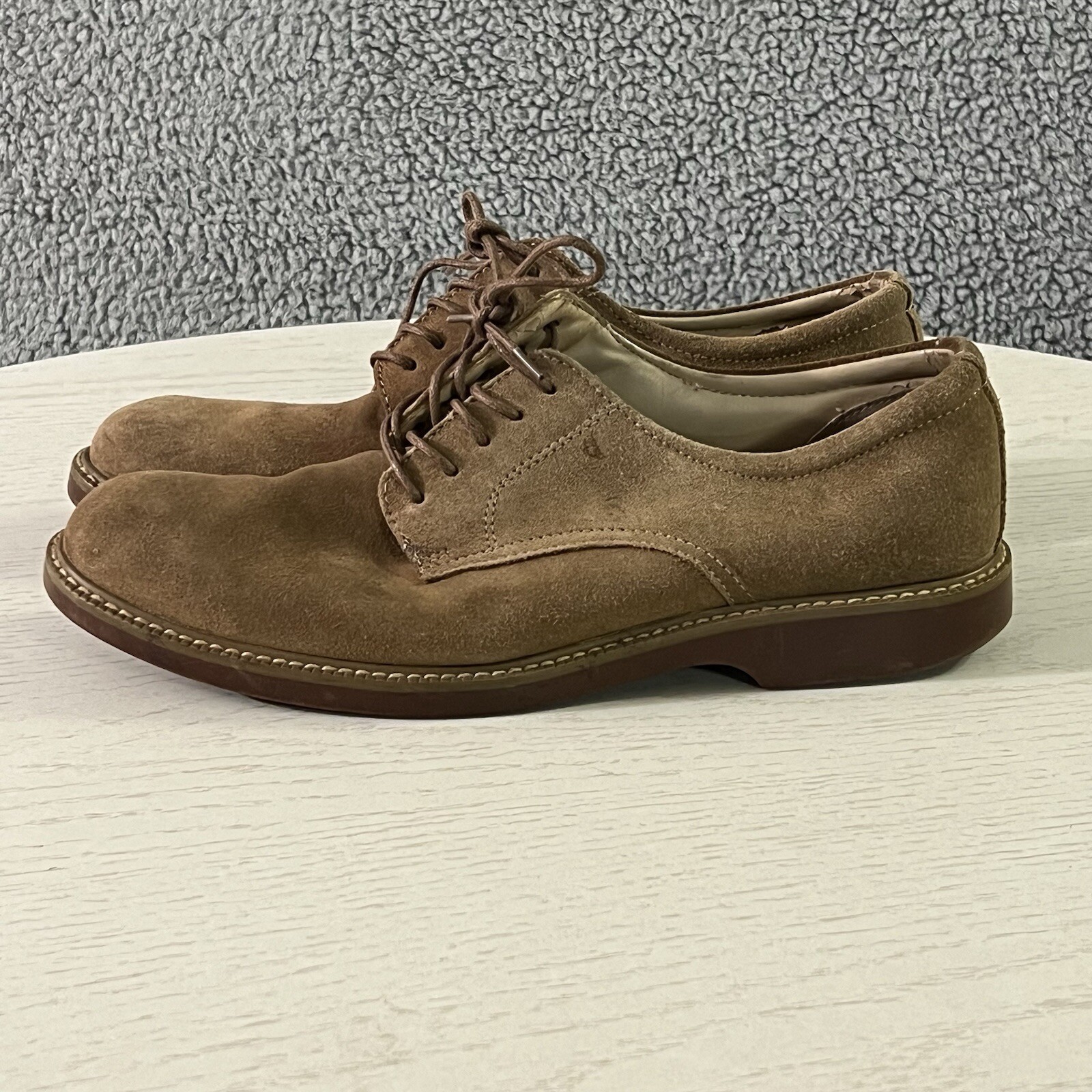 SAOLA Scarpe Basso Uomo 10.5 D Marrone Scamosciato Pasadena Derby Oxford Suola Gomma Walk Over