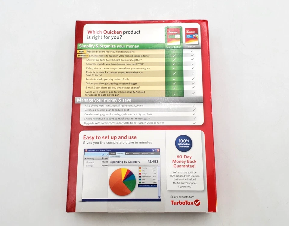 Intuit Quicken Starter Edition Orginize Your Money 2015 Vista SP1/7/8/8.1 New - Image 2 of 4