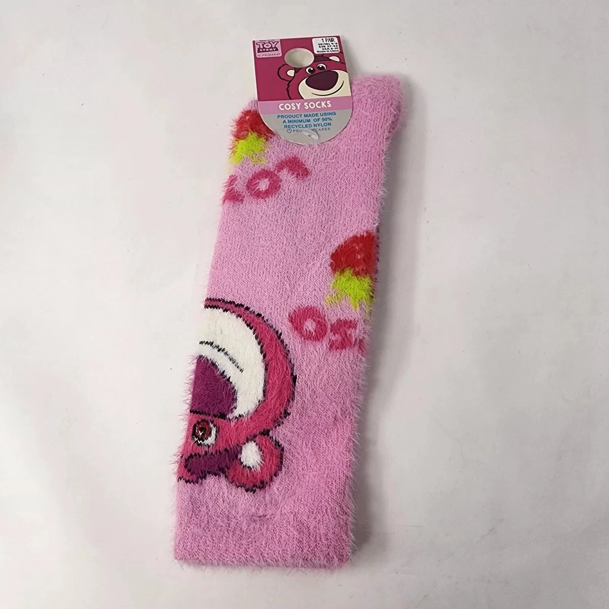Primark Toy Story Lotso Oso Acogedores Calcetines EE. UU. 6-10 Rosa Fresa Difusa Nuevos