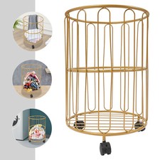 Modern Metal Laundry Cart Basket 4 Wheels Rolling Laundry Basket Gold Iron Cart