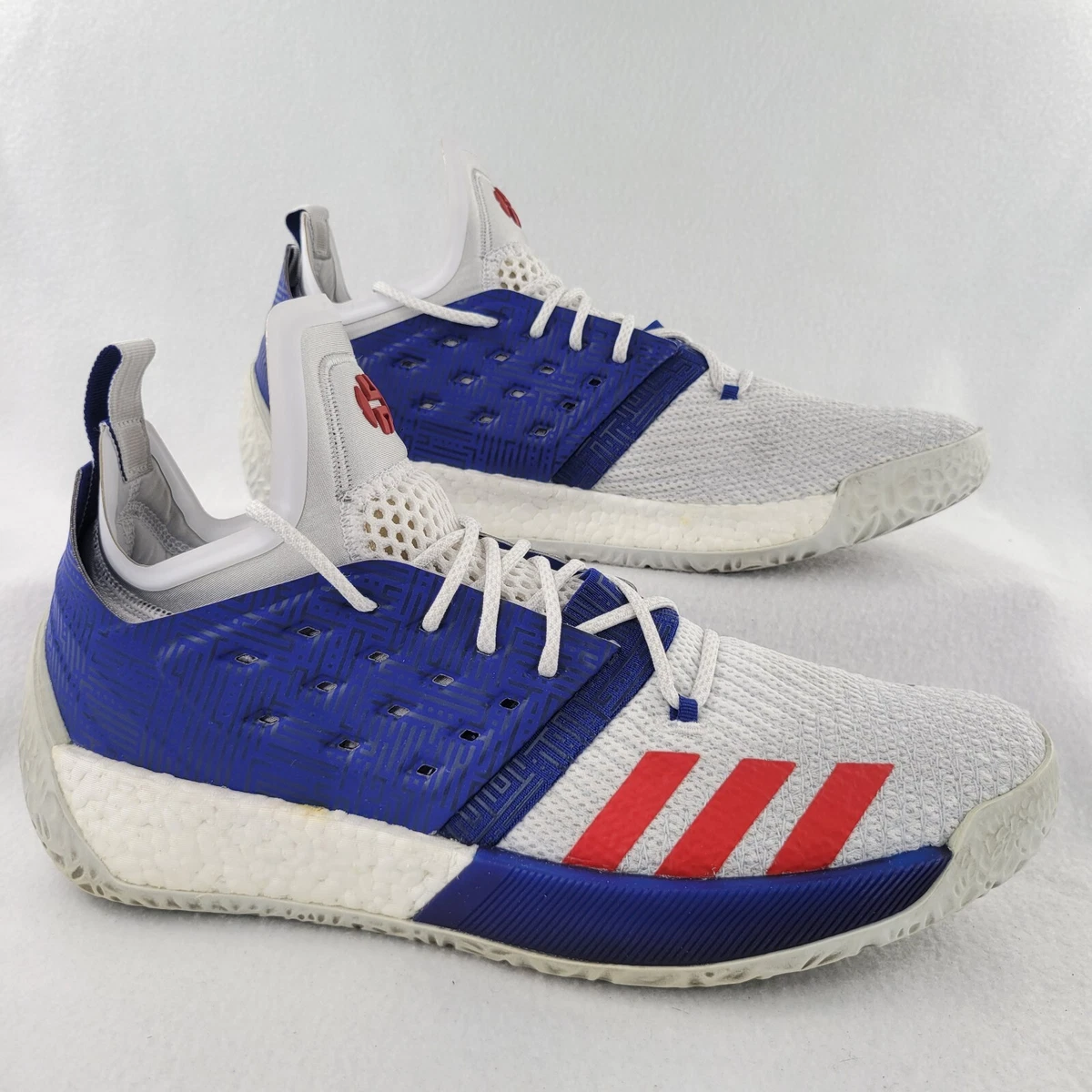 Adidas Mens Size 14 James Harden Vol 2 USA White Blue Red Shoes Sneakers AQ0026