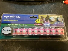 NEW Top Paw Dog-E-Glow Dog Collar, Black White with Red Bones Fits 10”-14”