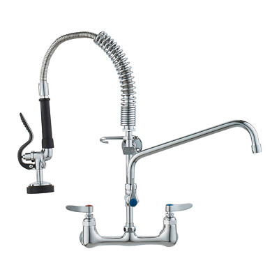 21'' Pre Rinse Faucet Wall Mount Commercial Kitchen Faucet w/ Sprayer Hose
