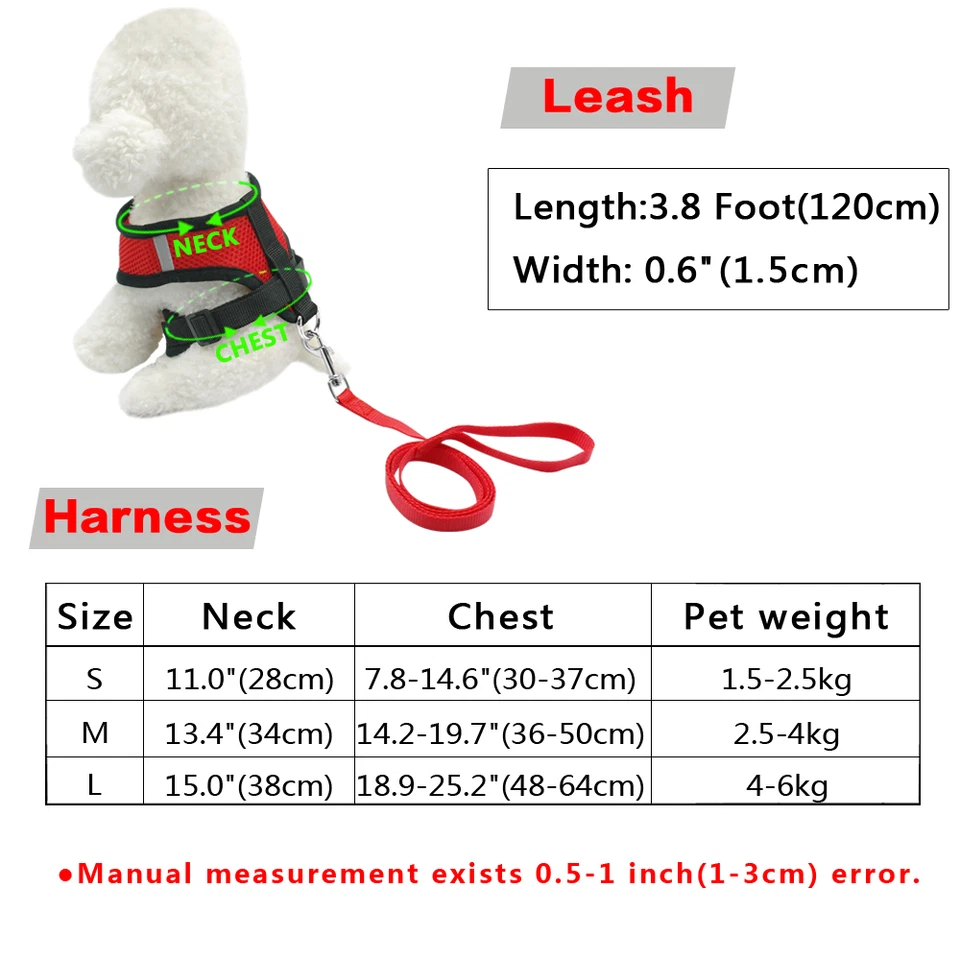 Air Mesh Puppy Small Dog Harness and Leash for Chihuahua Yorkie Pug XXS XS S M - Image 2 of 4