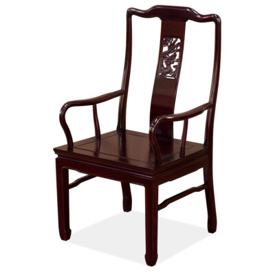 #ad US SELLER Dark Cherry Rosewood Dragon Oriental Arm Chair $815.20