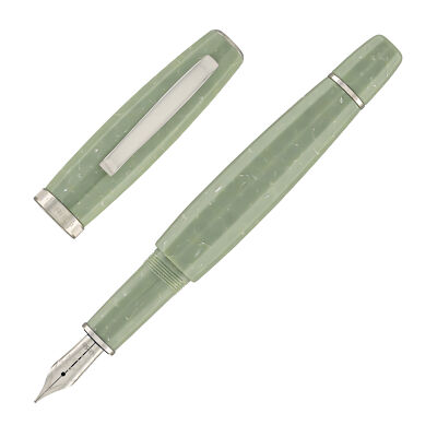 Scribo Feel Fountain Pen in Verde Antico w/ Platinum Trim, 18kt Gold Medium