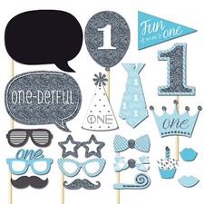20Pcs Photo Booth Photobooth Baby Boy One First Birthday Props Party Prop DIY