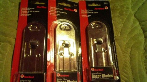 Lot Of 3 Red Devil Razor Blade Scrapers