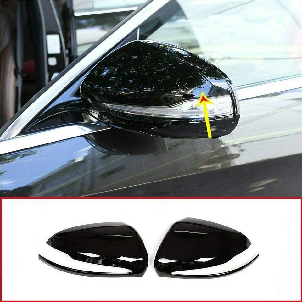 RHD Gloss Black Mirror Caps Wing Mirrors For Mercedes C W205 E W213 GLC X253 UK - Image 2 of 4