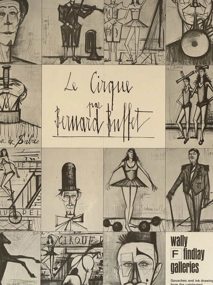 PÓSTER LITOGRÁFICO CUBISMO ABSTRACTO MODERNO VINTAGE BERNARD BUFFET WALLY FINDLAY 69 Foto 2 de 4