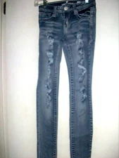 Almost Famous Jeans  size 1 Skinny Distressed by maker  28"W- 30.5" Inseam