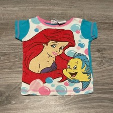 Vintage Disney The Little Mermaid Ariel Flounder Girls Baby PJS Shirt 24 Months