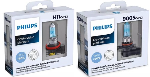 Philips Automotive Lighting 9005 CrystalVision Platinum Superior Upgrade Automotive Replacement Bright White Headlight Bulb, Fits Select High Beam, Low Beam, Fog Positions (2 Pack
