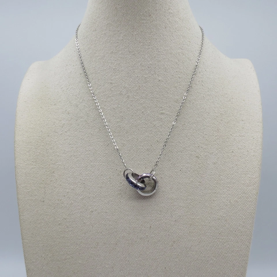 Фиолетовый розовый кристалл блокировки подвеска ожерелье серебристого тона милый кокетка 17» - Изображение 2 из 4