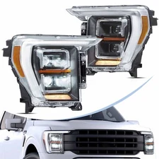 VLAND LED Projector Headlights Set For 2021 2022 2023 Ford F-150 Front Lamps