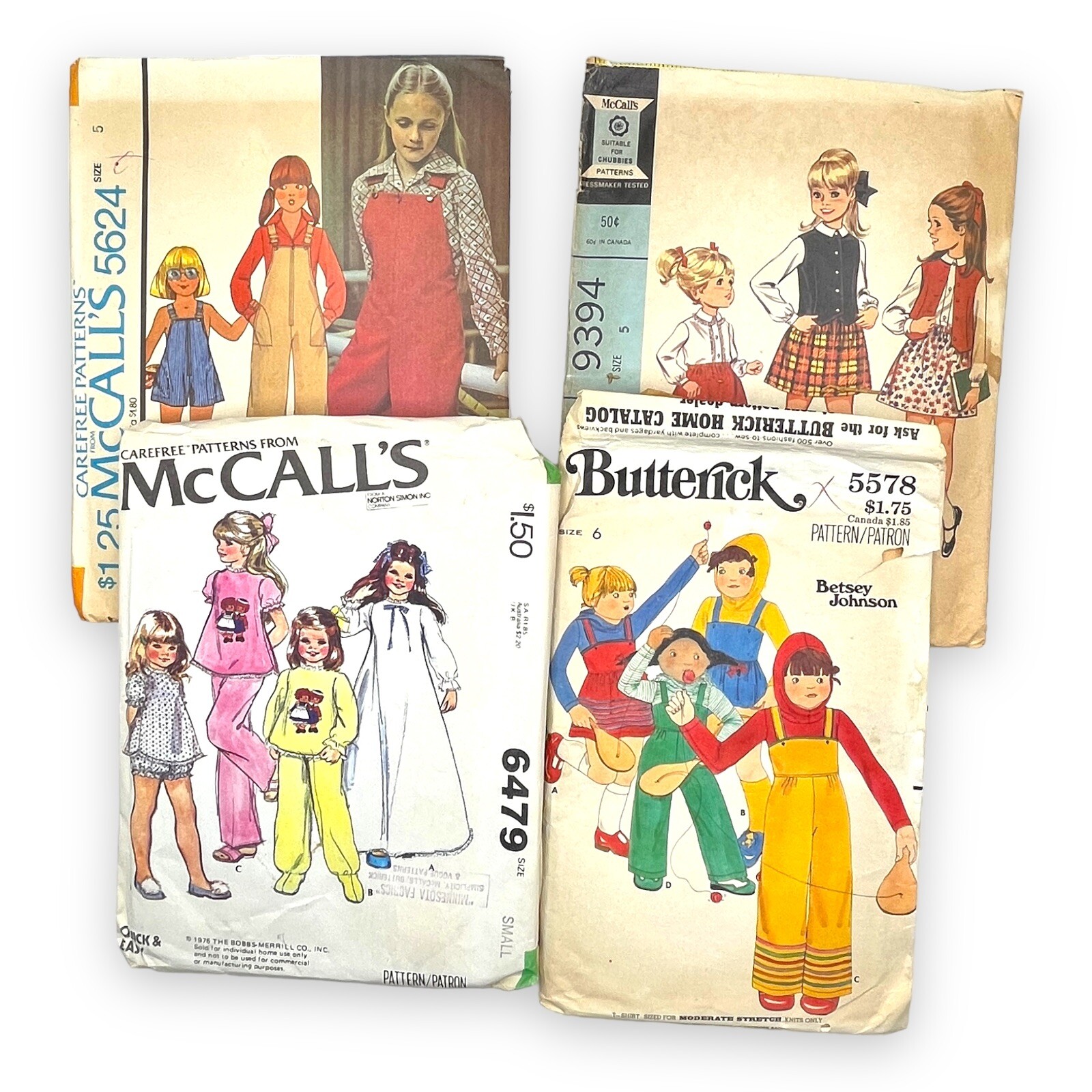 Vintage Children's Pattern 9394 5624 5578 6479 Skirt Nightgown Blouse Vest Jumper