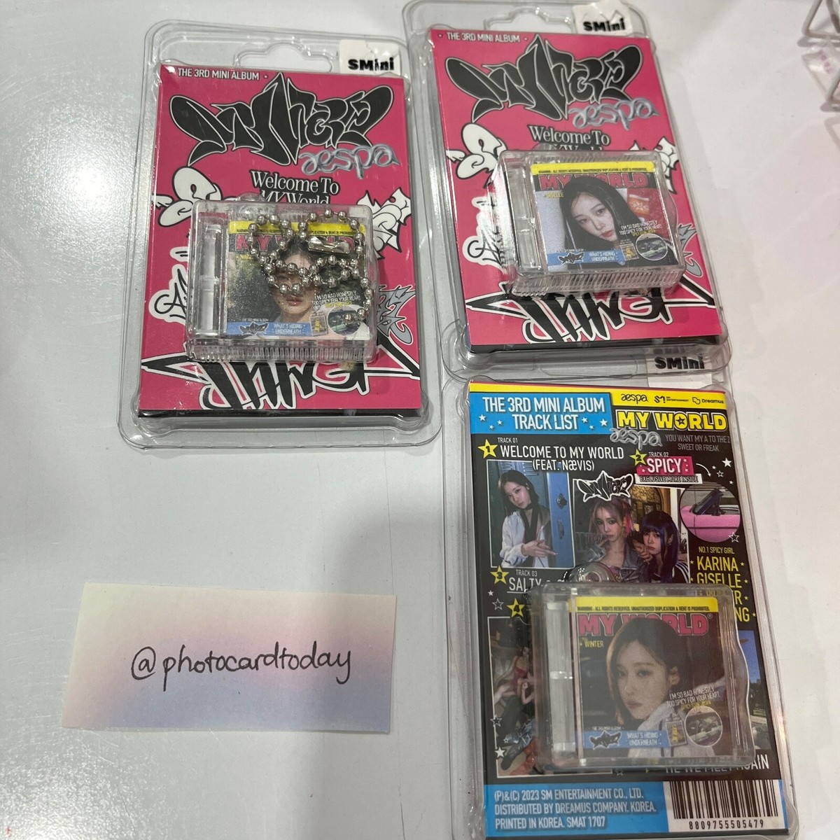 aespa MY WORLD ALBUM SMINI PHOTOCARD OFFICIAL | eBay