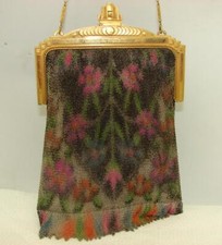 Vintage Whiting Davis Flapper Mesh Evening Bag Art Deco 1920s Gold Tone Clasp