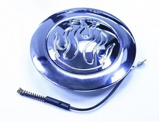 Chrome Billet Aluminum Steering Wheel Flamed Horn Button 9 Hole Adapter